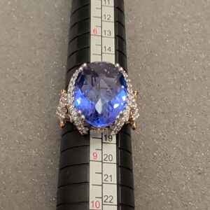 Victoria Wieck 10.58ct Color Change Fluorite and White Topaz 2Tone Ring, Size 8